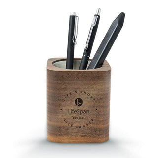 Square Wooden Pencil Cup